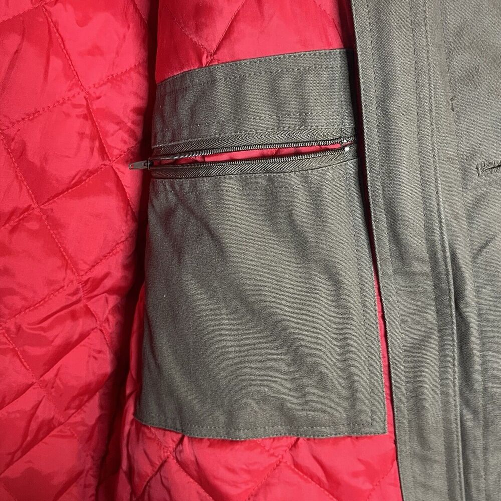 Green Canvas Leather Collar Khaki Removable Liner Barn Field Jacket Mens Med - Picture 11 of 15